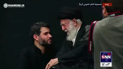 گفتگوی رهبر انقلاب با میثم مطیعی پس از عزاداری روز اربعین و اشتیاق دانشجویان برای شنیدن بیانات معظم له