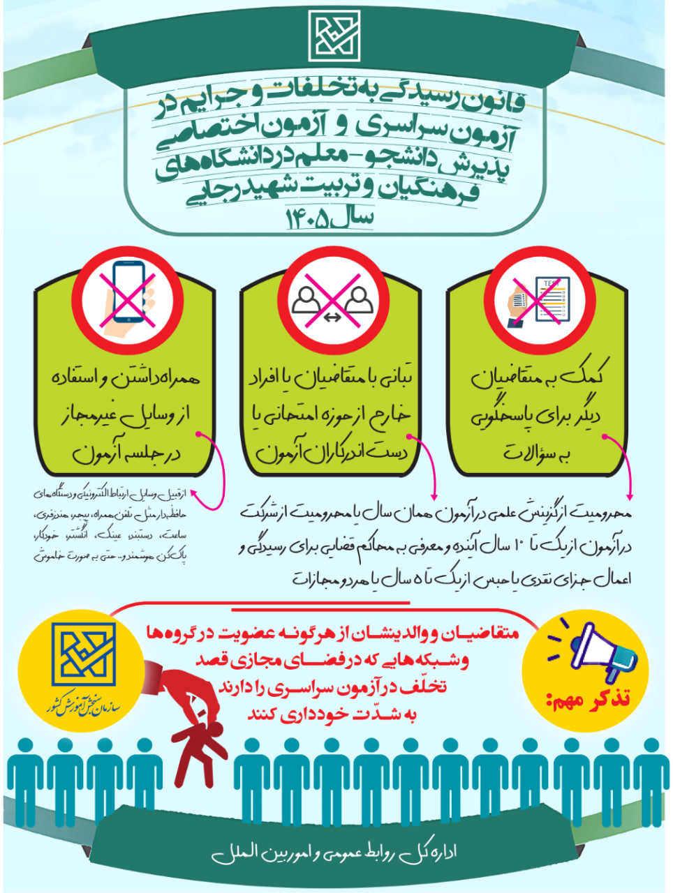 قانون رسیدگی به تخلفات آزمون سراسری ۱۴۰۵ اعلام شد+ اینفوگرافیک