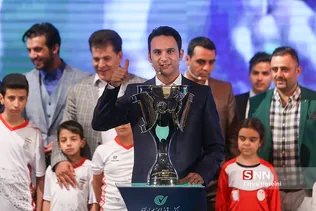 آرش برهانی در مراسم هجدهمین قرعه کشی لیگ برتر فوتبال