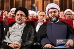 حجت الاسلام محمد قمی رئیس جدید سازمان تبلیغات اسلامی در کنار حجت الاسلام خاموشی رئیس سابق این سازمان