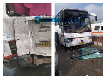 برخورد دو اتوبوس در دانشگاه علوم پزشکی رفسنجان ۱۳ نفر را مصدوم کرد