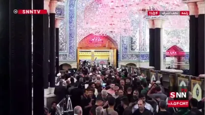 تصویری از دلدادگی زائران اربعین حسینی در حرم مطهر امیرالمؤمنین (ع)