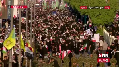 نمایی دیگر از امواج حرکت مردم عراق برای  تشییع پیکر رهبر انقلاب