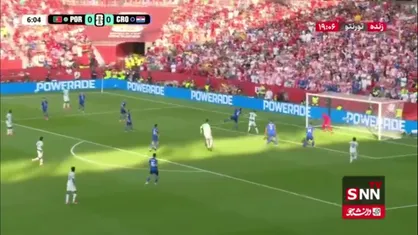 ضربه سر برونو فرناندز در دقیقه ۶ به تیر دروازه کرواسی اصابت کرد / پرتغال0 - 0 کرواسی