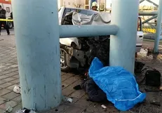 تصاویر تصادف مرگبار سمند با ۲ عابر پیاده در جاده خاوران