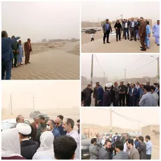 بازدید اعضای ستاد مدیریت بحران استان از روستاهای درگیر در طوفان زهک/ بسیج امکانات و تجهیزات استان جهت پاکسازی شن های روان روستاهای درگیر در طوفان