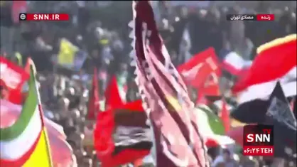 پرچم های برافراشته/ مردم در انتظار دیدار با رهبر شهید انقلاب