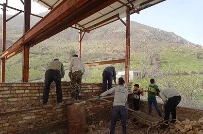 همکاری جهادگران قزوینی در ساخت حسینیه روستای توتچال