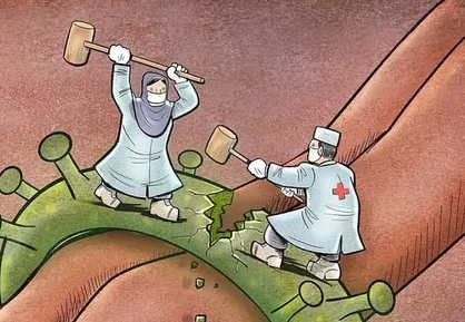 کاریکاتور کادر درمان مشغول کار است