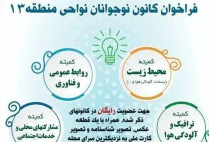 کانون نوجوانان در منطقه ۱۳ تشکیل می&zwnj;شود
