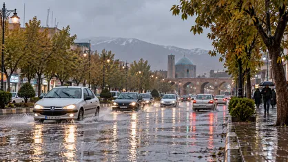 تداوم بارش باران در اردبیل +فیلم