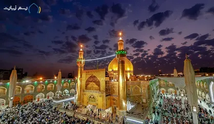 پخت کیک بزرگ در حرم مطهر امام علی (ع) به مناسبت ۱۳ رجب + فیلم