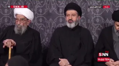 حضور برادران رهبر معظم انقلاب در مراسم چهلم تدفین رهبر شهید در حرم مطهر رضوی(ع)