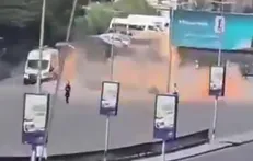 لحظه وقوع انفجار دمشق در نزدیکی محل اقامت ماکرون