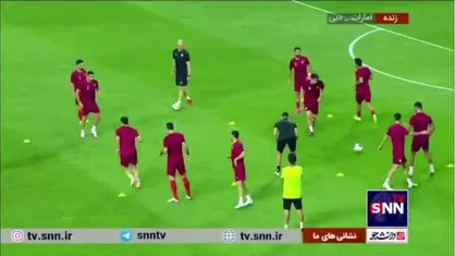 گرم کردن دو تیم پرسپولیس و الغرافه پیش از شروع بازی