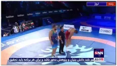 شادی بعد از پیروزی زارع با پشتک وارو دیدنی و دور افتخار با پرچم ایران