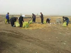 پاکسازی مسیر زوار اربعین از زباله‌ها در اسلام آبادغرب