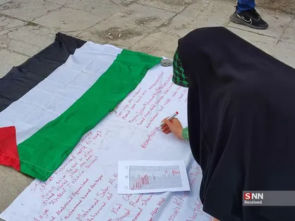 اقدام نمادین دانشجویان دانشگاه تهران برای ۱۱ هزار شهید غزه +عکس