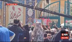 ورود پیکر شهید فریدون عباسی و سردار شهید بهنام شهریاری به آستان مقدس امامزاده صالح (ع) + فیلم