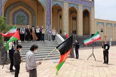 تجمع اعتراضی دانشگاهیان دانشگاه آزاد قم در محکومیت جنایات رژیم صهیونیسم
