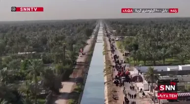 تصاویر هوایی از پیاده‌روی اربعین در عراق