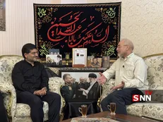 حضور قالیباف رئیس مجلس در منزل شهید سلیمانی، رئیس فقید سازمان بسیج مستضعفین