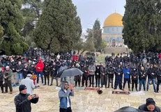 حضور ۳۰ هزار نمازگزار فلسطینی در مسجدالاقصی