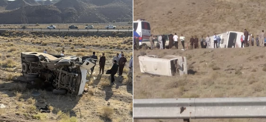تصادف اتوبوس با مینی‌بوس در جاده رفسنجان / ٣٥ نفر مصدوم شدند یک نفر کشته
