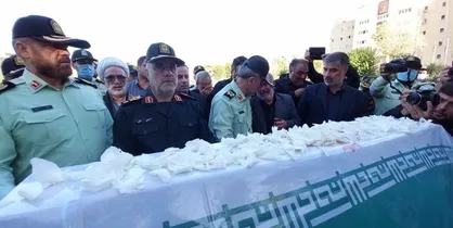تشییع پیکر مامور پلیس تهران در ستاد فاتب