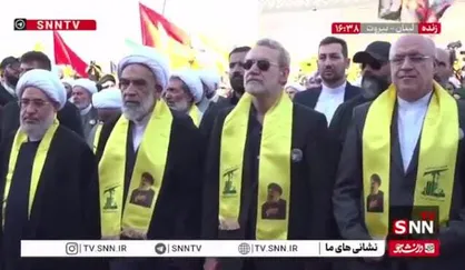 حضور لاریجانی و مقامات ایرانی در مراسم سالروز شهادت دبیران کل حزب&zwnj;الله + فیلم
