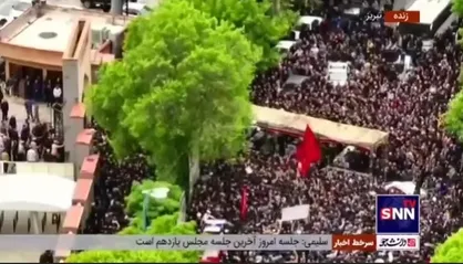 لحظه ورود پیکر&zwnj;های شهدای خدمت به مصلی تبریز بعد از گذشت ۴ ساعت از آغاز مراسم