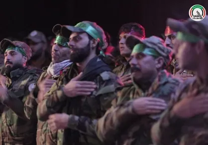 مراسم چهلمین روز شهادت حاج قاسم و ابومهدی با حضور رزمندگان حشد الشعبی+ تصاویر