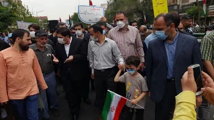 &laquo;محمد مخبر&raquo; در راهپیمایی روز قدس حضور یافت