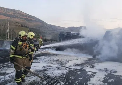 یک فوتی بر اثر واژگونی تانکر سوخت در کرمانشاه