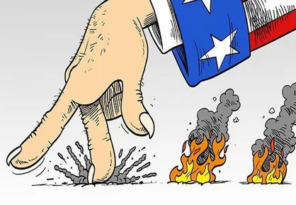 کاریکاتور قدم نامبارک آمریکایی&zwnj;ها