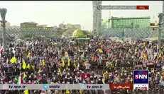 میدان امام حسین (ع) در فاصله یک ساعت مانده به شروع مراسم تشییع پیکر سردار شهید نیلفروشان