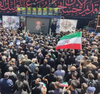 مراسم تشییع ۱۵ شهید حملات رژیم غاصب صهیونی در مشهد