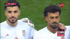 خواندن سرود ملی کشورمان توسط بازیکنان تیم ملی پیش از آغاز بازی تدارکاتی روسیه