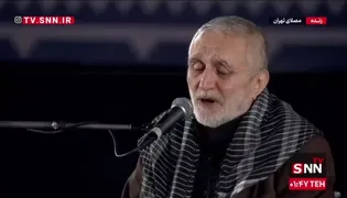 روضه خوانی حاج منصور ارضی در حضور خانواده شهدای میناب در مراسم وداع با پیکر مطهر رهبر شهید