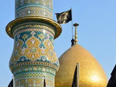 پرچم گنبد حضرت عبدالعظيم(ع) تعویض شد + تصاویر