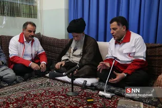 دیدار علی‌اصغر پیوندی مدیرعامل جمعیت هلال احمر کشور با آیت‌الله علوی گرگانی مرجع تقلید شیعیان