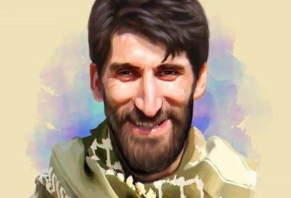 نقاشی چهره شهید مدافع حرم محمد بلباسی