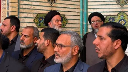 حضور فرزندان آیت&zwnj;الله سیستانی در مراسم تشییع رهبر شهید انقلاب در نجف اشرف