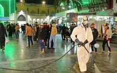 حرم امامین جوادین (ع) ضد عفونی شد+ تصاویر
