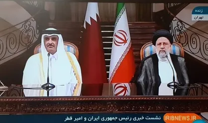 نشست خبری مشترک رئیس جمهور ایران و امیر قطر آغاز شد