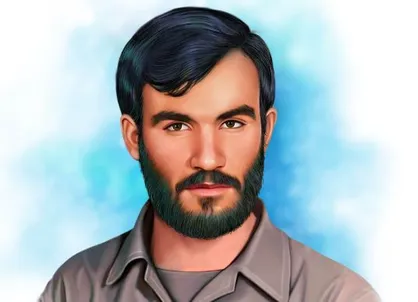 طرح نقاشی چهره سردار شهید محمد جعفر سعیدی