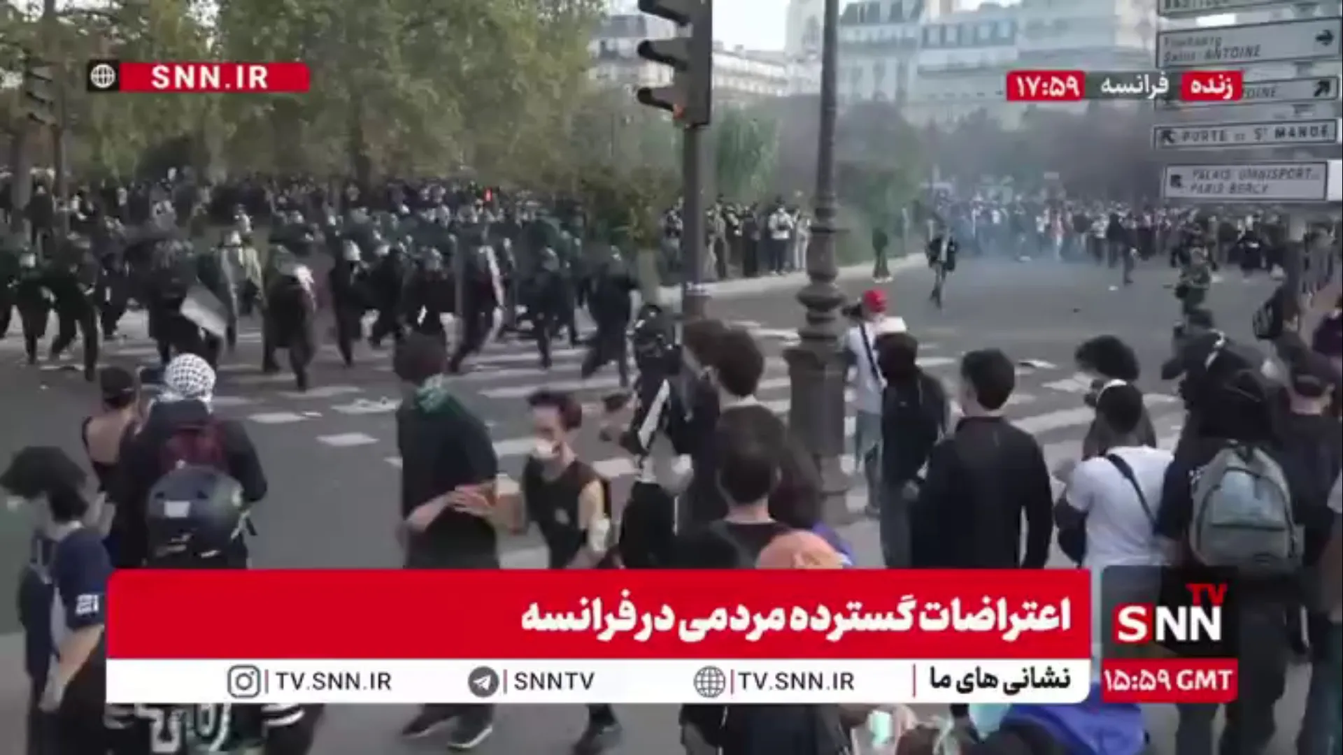 یورش گروهی و ضرب و شتم خشونت آمیز مردم معترض توسط پلیس فرانسه