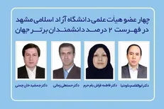 اعضای هیئت علمی دانشگاه آزاد مشهد در فهرست دانشمندان برتر جهان 