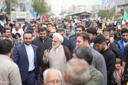 رئیس قوه قضاییه در راهپیمایی حمایت از مردم مظلوم فلسطین شرکت کرد