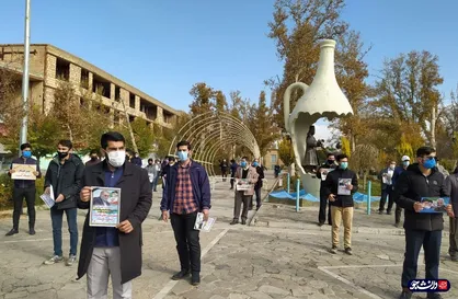 جمعی از دانشجویان نیشابوری در اعتراض به ترور شهید فخری&zwnj;زاده تجمع کردند + تصاویر
